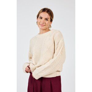 Teri Cable Knit Crew Neck Sweater
